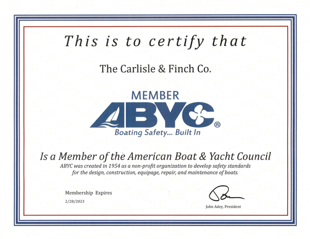 Carlisle and Finch Co. ABYC Membership Certification
